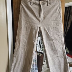 Judy Blue Tan Pants with Leather Logo Patch